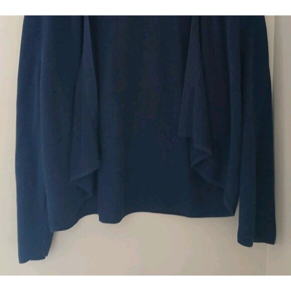 J. Jill Open Front Cardigan Size XL Blue Cotton Thin Knit Closet Staple - Picture 4 of 12
